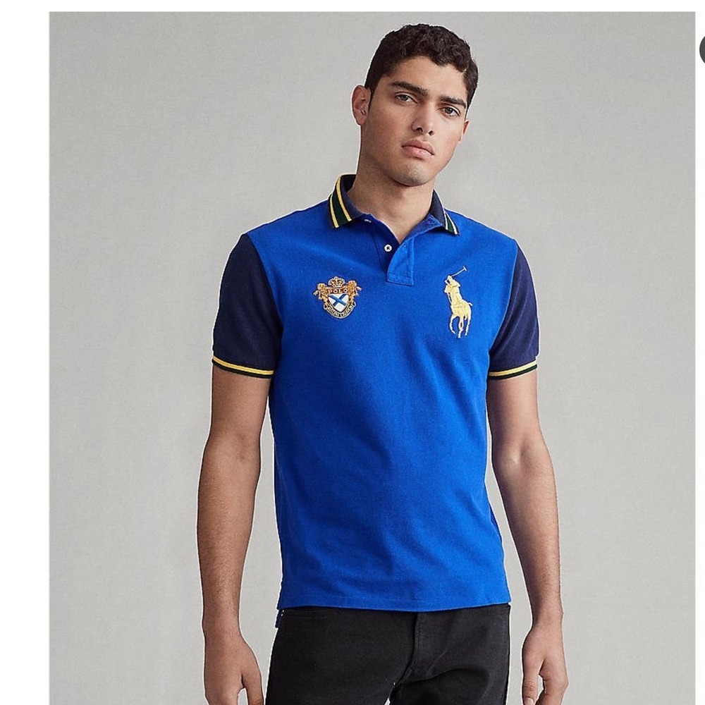 Polo Ralph Lauren Polo Crest Large Blue Big Pony Crest Custom Slim Fit 1065